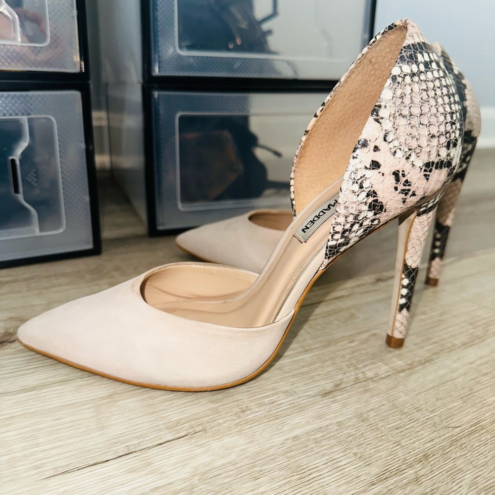 Steve Madden Nude and Snake Print Heels